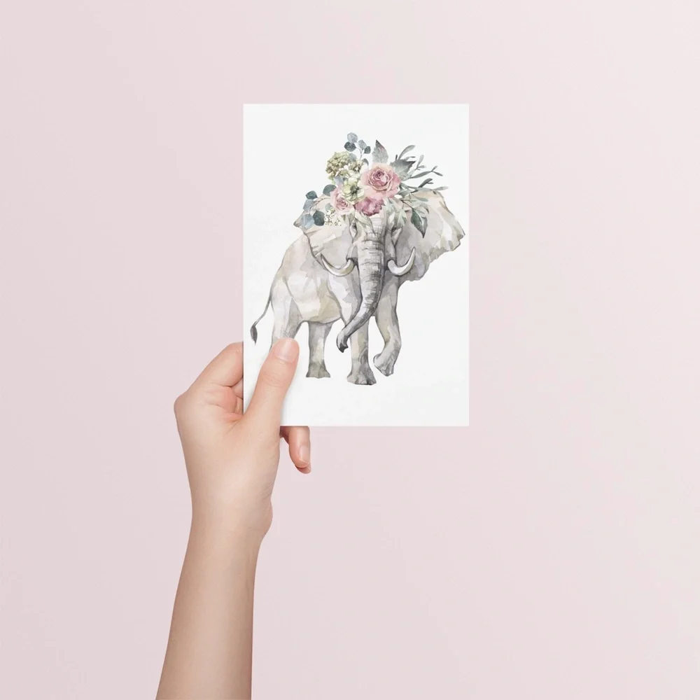 Elephant Watercolor Wall Art Poster Print Unframed - Picture 8 of 10